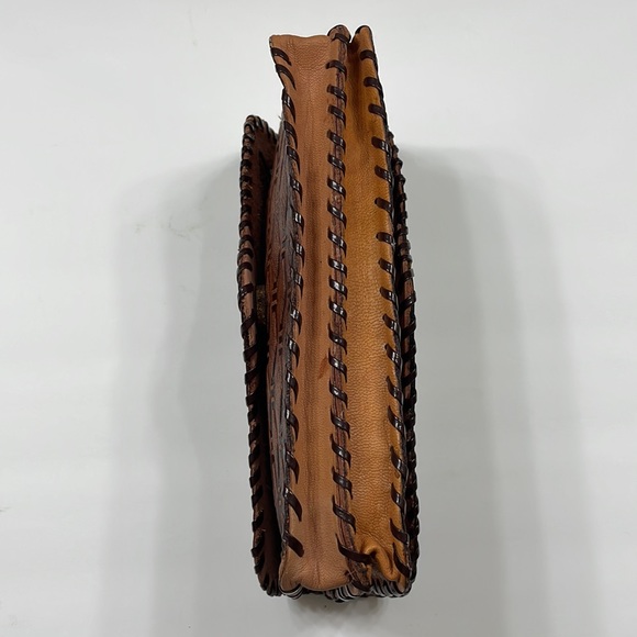 Genuine Handmade Leather Double Pattern Coffee Brown Women Bags Wallet - Picture 3 of 7